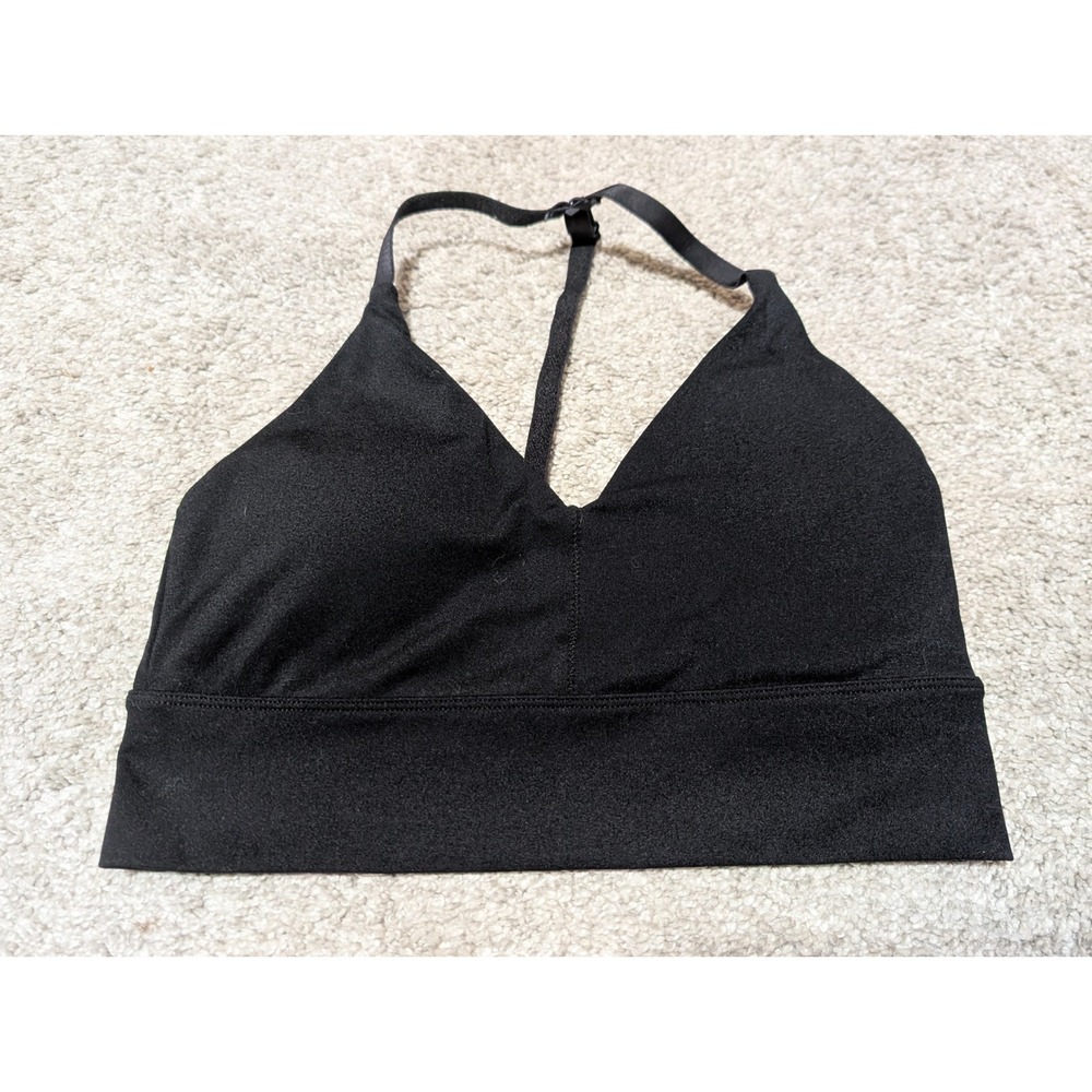 Alphalete Sports Bra Women S Black AL22-1001 V-Neck Triple Strap Racerback Gym